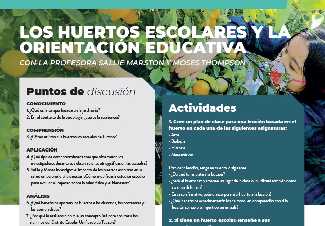 Huertos escolares y orientación educativa