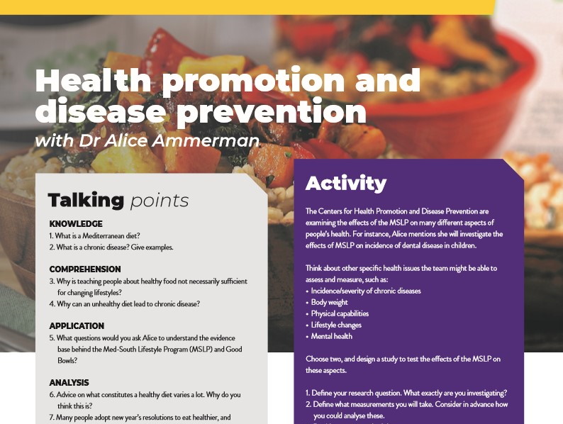 Health promotion and disease prevention