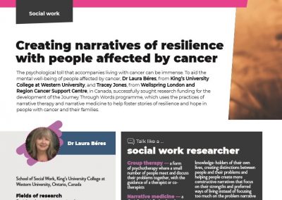 Creating narratives of resilience with people affected by cancer