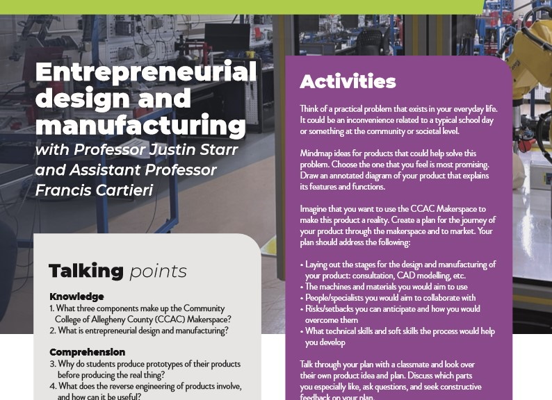 Entrepreneurial design and manufacturing