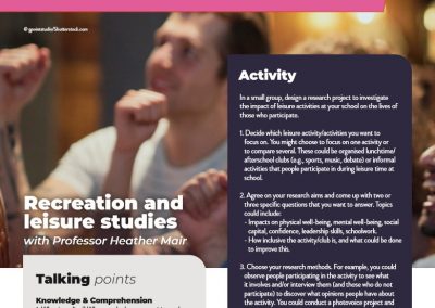 Recreation and leisure studies